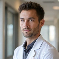 Professional headshot of a confident male nutritionist with a thoughtful expression.