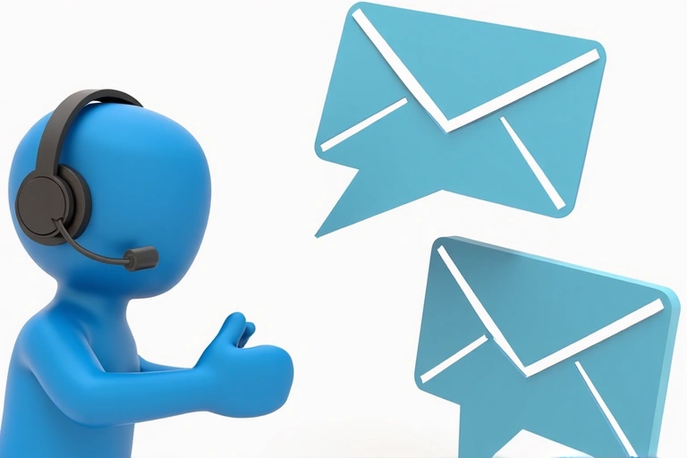 A person reaching out to customer support via email and phone, symbolizing easy access to contact information.