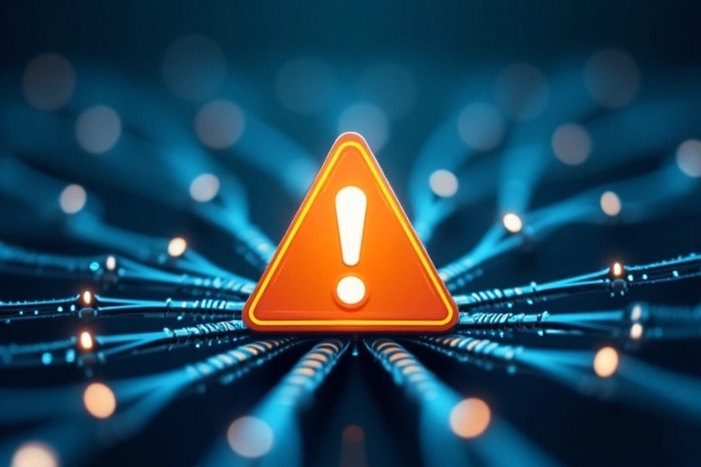 A network of interconnected websites and a warning sign, symbolizing external links and the need for caution.